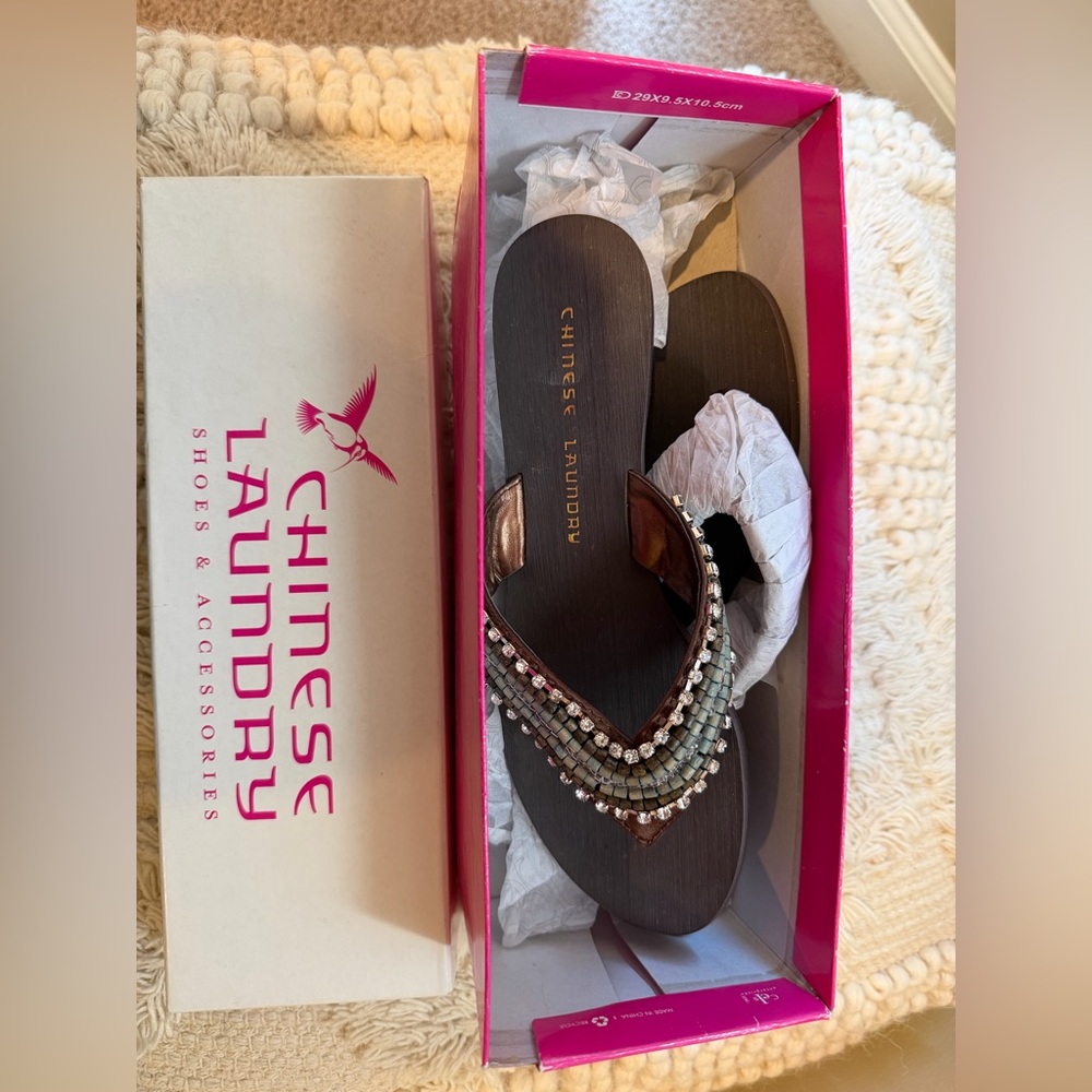 Chinese Laundry Beaded Sandals - Brown and Gold